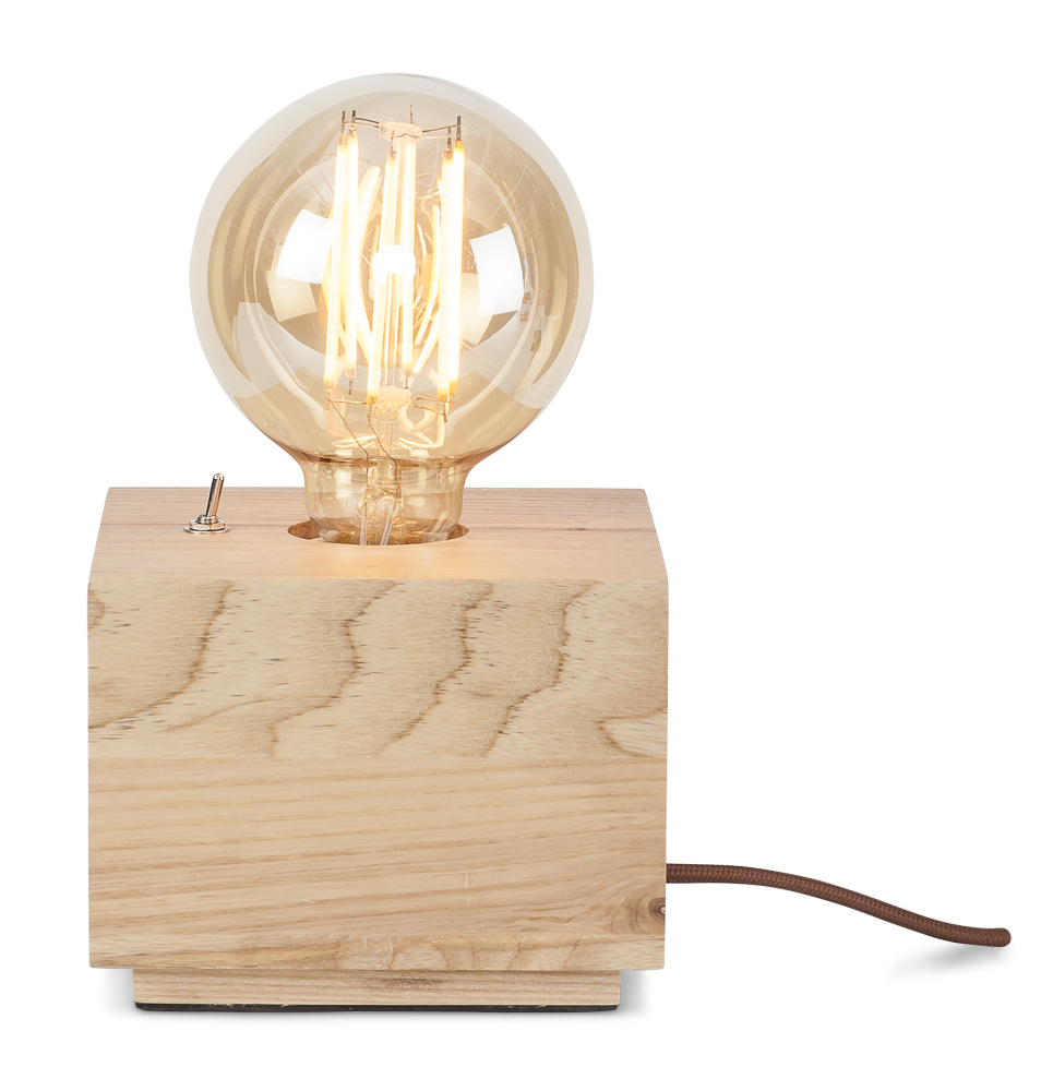 Tischlampe Kobe "cube" aus Holz mit LED-Leuchtmittel "Globe"